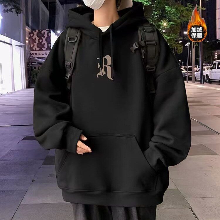 连帽加绒卫衣男学生创意字母卫衣学生美式休闲加厚卫衣外套男生,女装短外套,星座715-4