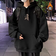 连帽加绒卫衣男学生创意字母卫衣学生美式休闲加厚卫衣外套男生，女装短外套，星座715-4