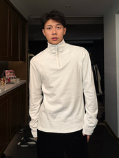 网图秋冬半拉链德绒半高领打底衫纯色保暖长袖T恤男士卫衣P25，男装T恤，电商C306-1