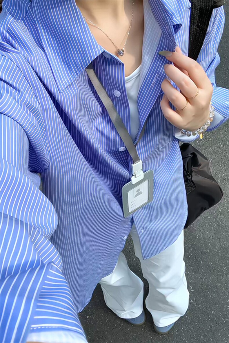 2025夏季新款港风女模大码条纹长袖衬衫M-5XHC25483-特P35,男装衬衫,电商A022