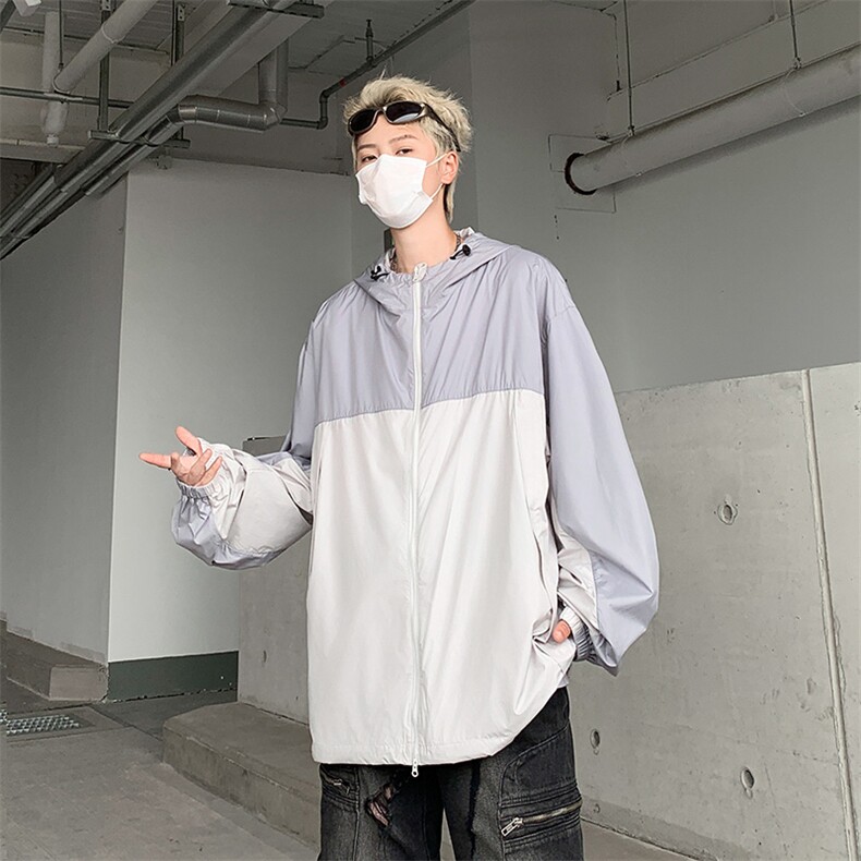 2024夏季户外轻薄防晒服撞色拼接连帽薄款防晒衣F22-P44图片
