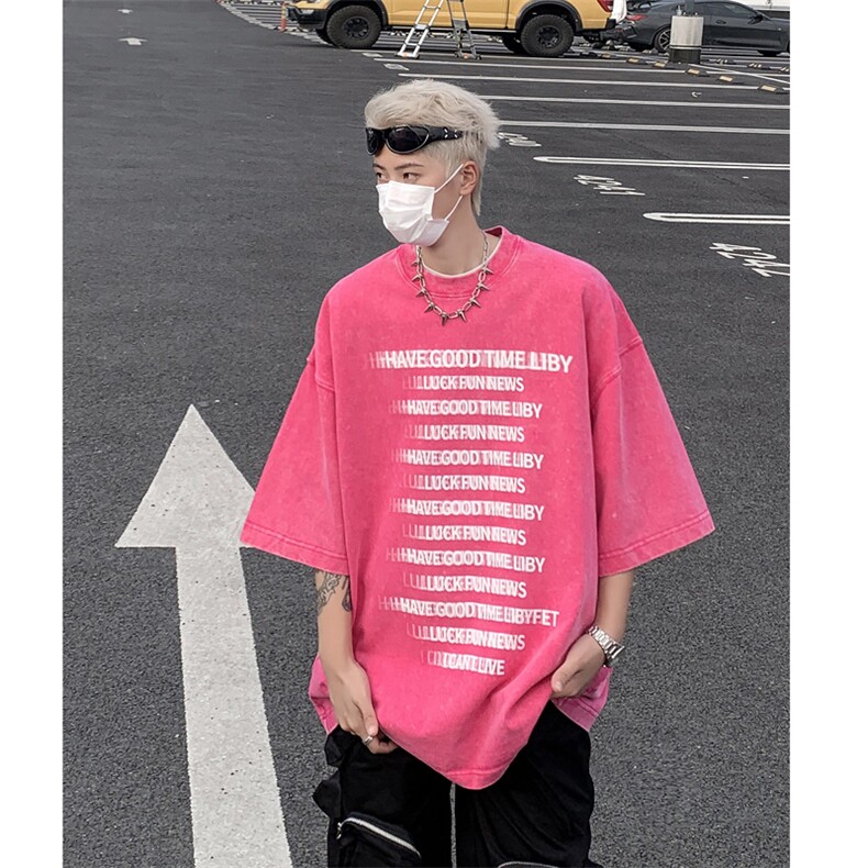 复古水洗做旧字母印花欧美重磅落肩袖短袖T恤XZ514-2-202443-P38,男装T恤,星座514-2(原B239)