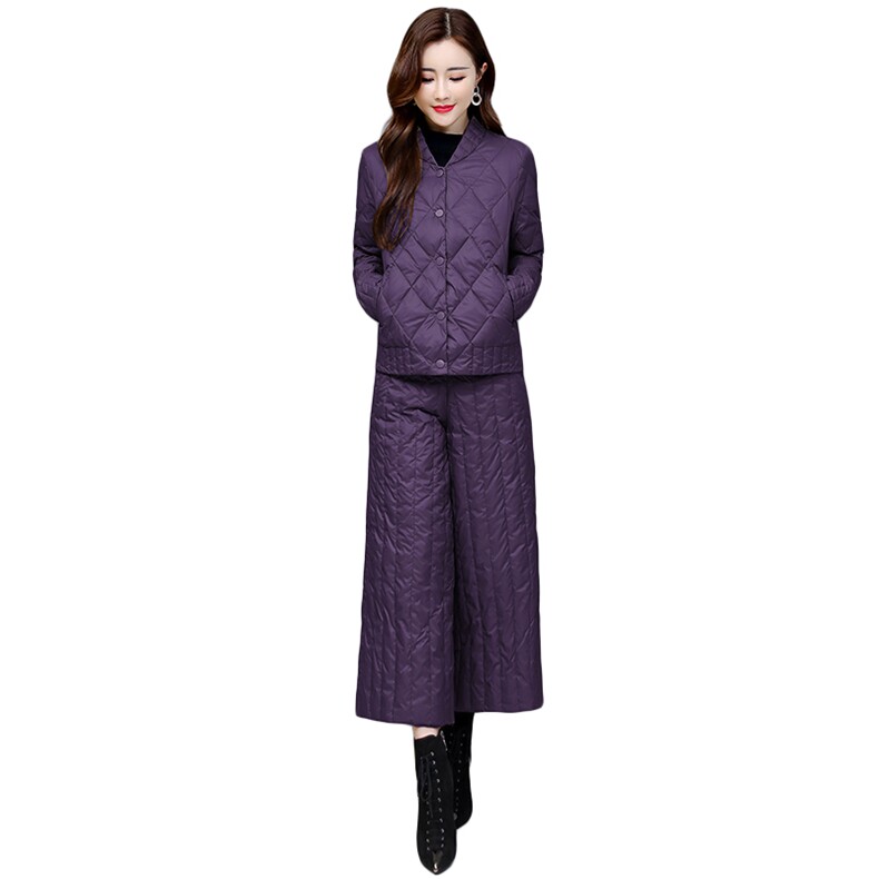2021秋冬休闲棉衣套装阔腿裤两件套,女装棉衣/棉服,悠米