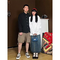肌理感结构衬衫双层风琴效果潮牌男女情侣春季百搭时尚长袖上衣，男装衬衫，星座506A