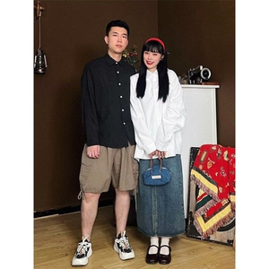 肌理感结构衬衫双层风琴效果潮牌男女情侣春季百搭时尚长袖上衣图片