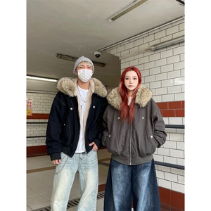 情侣毛领座山雕夹克棉服宽松外套加绒冬季保暖上衣G881-P118网图,什么腿型搭配什么靴子图图片