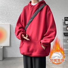8XL-M连帽卫衣硬挺连帽卫衣男美式复古重磅帽衫加绒外套WY9105P68，男装卫衣，电商B238
