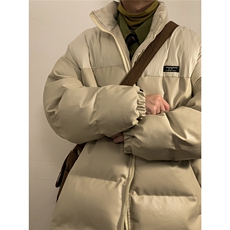 1港风室内褶皱波纹拼PU皮棉衣男立领棉衣男外套8715P128控168，男装棉衣，星座226-2
