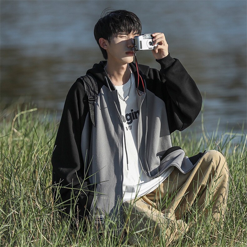 新款男经典双色拼接CITYBOY风针织外套WT3408-P55控78,男装夹克,星座717