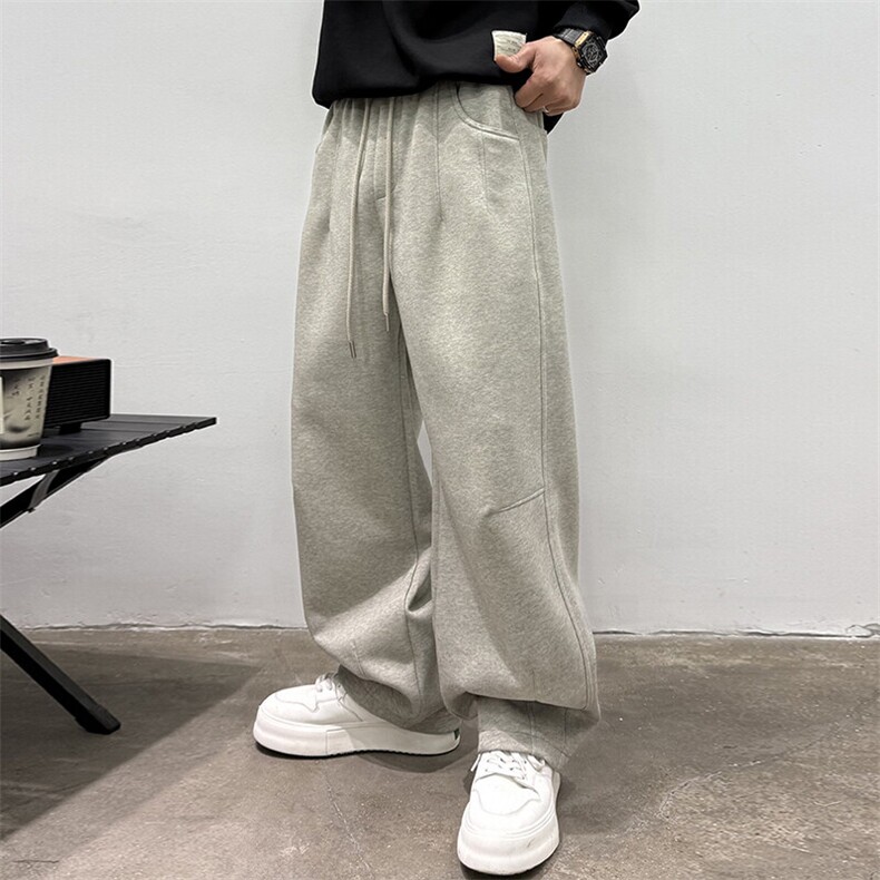美式宽松直筒卫裤立体设计垂感抗皱阔腿休闲裤503P80,男装休闲裤,电商B332-1