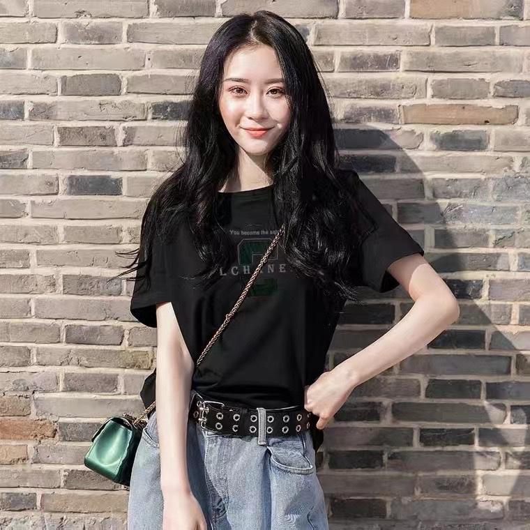 新款时尚韩版休闲运动宽松百搭短袖T恤,女装T恤,L·H·X