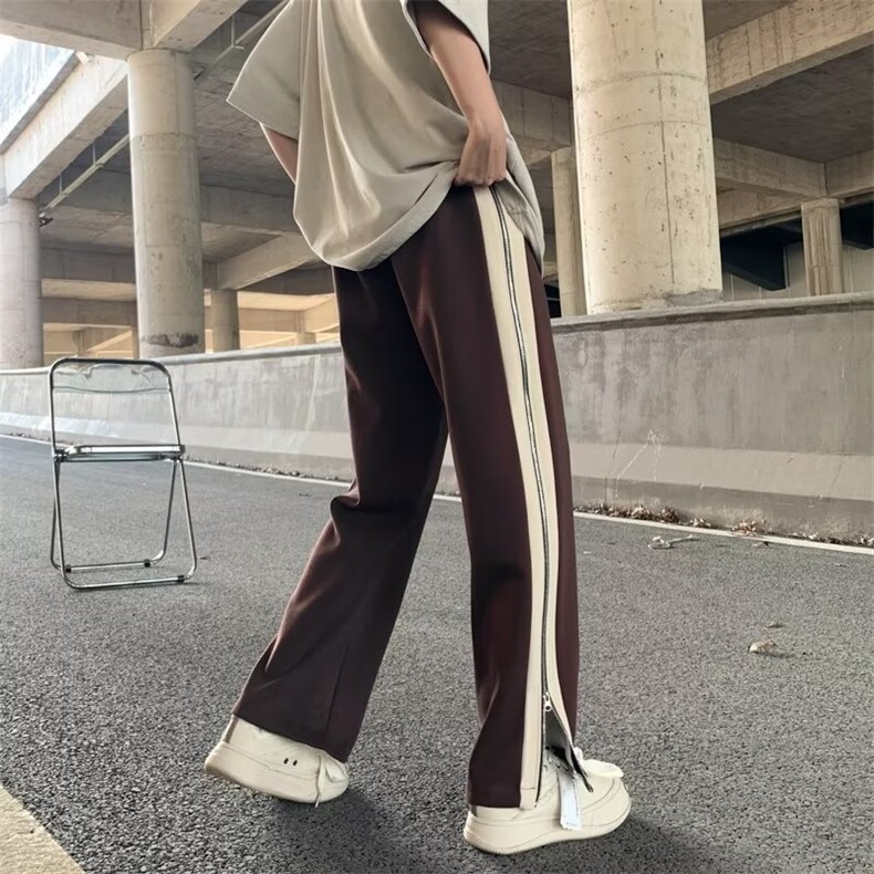 休闲裤男韩版拼色侧边拉链开衩高街2023春夏新款ins长裤K3553-P43,男装休闲裤,星座412-3