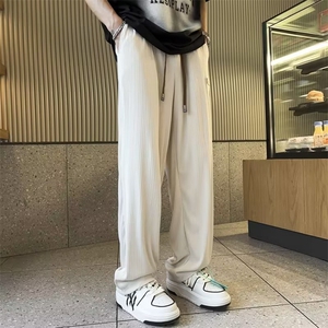 潮牌凉感冰丝长裤运动裤男女夏季新款宽松纯色直筒休闲裤XK934图片