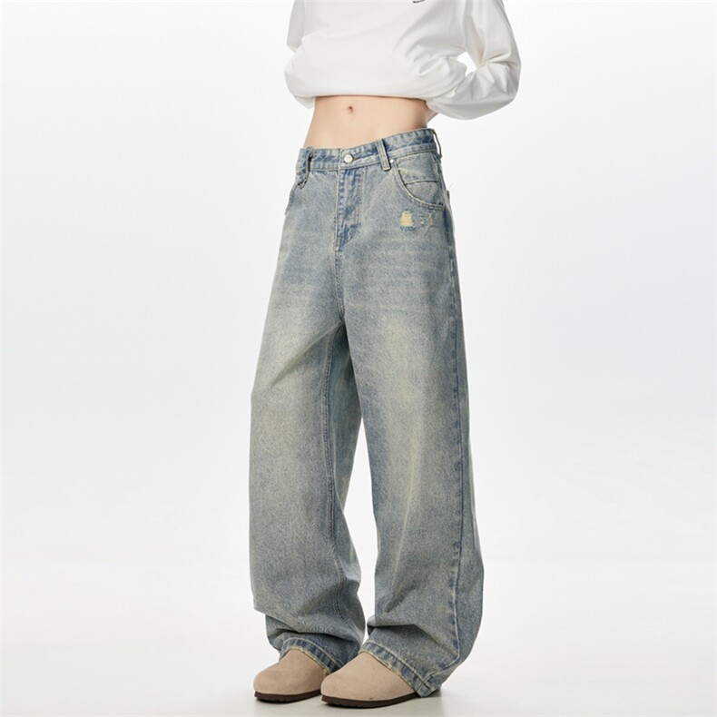 现货~~美式复古水洗做旧直筒宽松牛仔裤2BK590-P50控88，男装牛仔裤，星座515