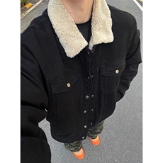 羊羔绒翻领加绒加厚牛仔外套男女款冬季保暖工装棉衣夹克J59，男装工装外套，星座1116A（原606A-3）