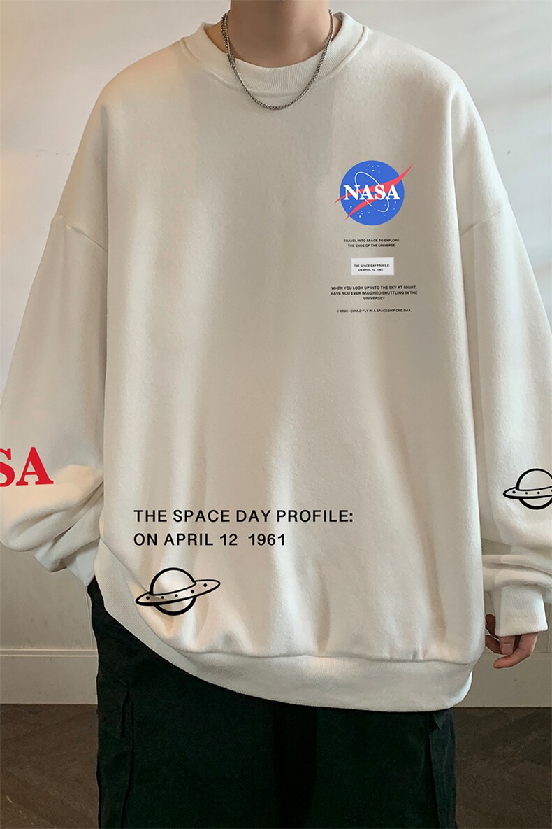 NASA圆领卫衣男大码加厚加绒长袖t恤男S6243-P28加绒款-P33,男装卫衣,电商A040