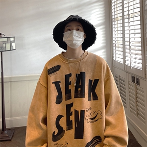 水洗做旧卫衣重磅男款秋美式复古圆领外套潮牌上衣JK22316p75控88图片
