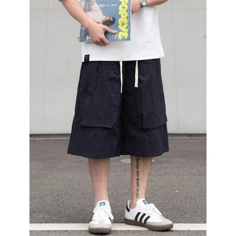 W9737-P40网图现货日系简约工装短裤夏街头中裤户外宽松五分裤,男装牛仔裤,星座1608-2