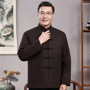 新款秋冬中老年风唐装套装中山装盘扣立领男复古夹克外套图片
