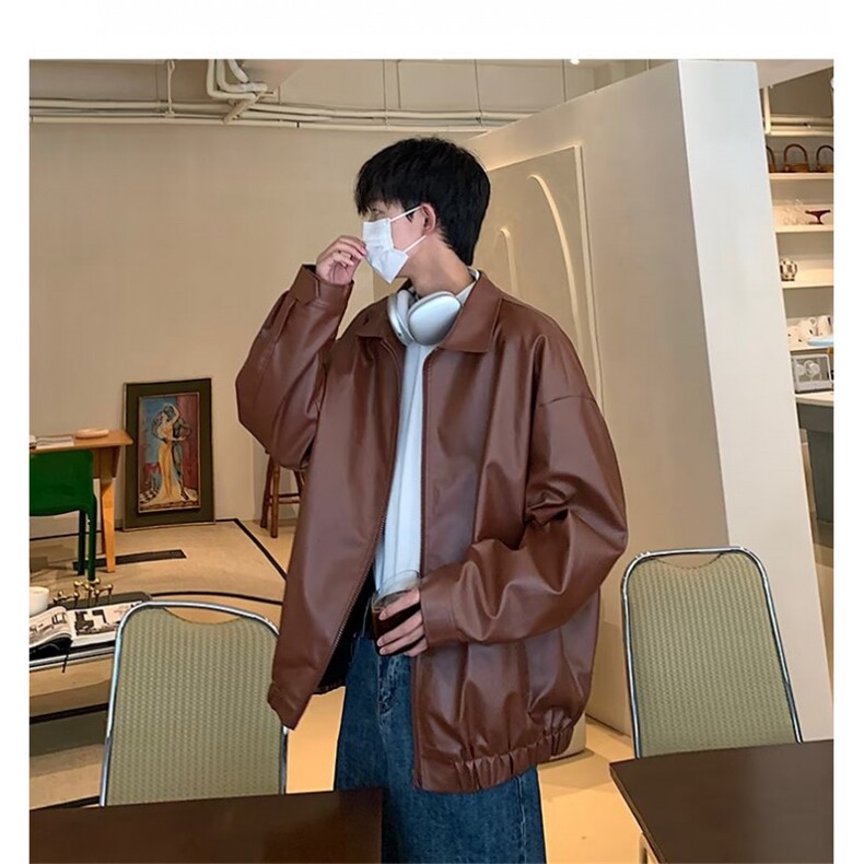 高级感飞行员PU皮欧美街头潮流宽松机车皮衣痞帅外套-PY25,男装皮衣,星座1002-2