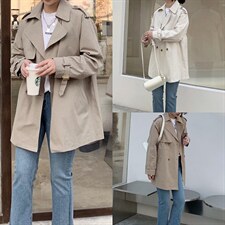 三色韩系小风衣，女装风衣，赫她娜