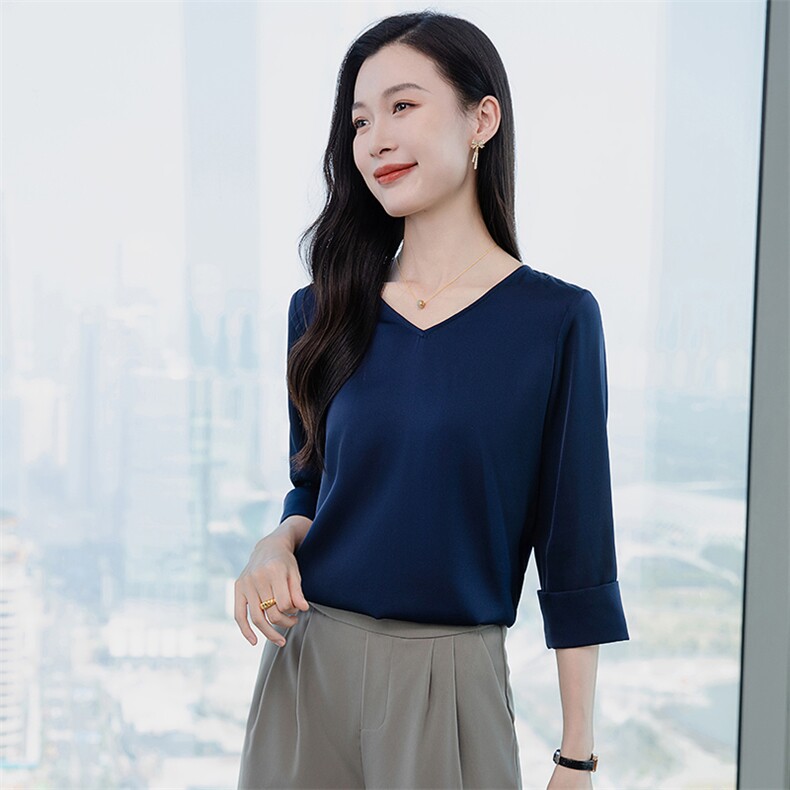 重磅真丝衬衫女2026新款夏季高端气质小衫真丝五分半袖上衣,女装衬衫,阿舍尔精品