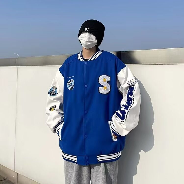 秋季美式拼接棒球服夹克男春秋宽松情侣休闲外套JK614-P45,男装夹克,星座208-5