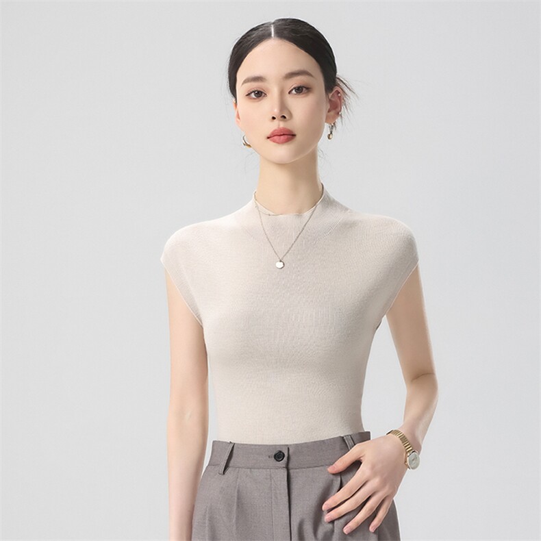 简约时尚无袖女士春季新款宽松遮肚百搭坎肩打底背心,针织衫/毛衣,清联羊绒