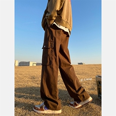 美式高街工装宽松直筒垂感阔腿裤棉715-6-BX20P65(控88），男装休闲裤，星座715-6