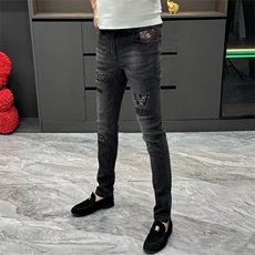 男士时尚高级感欧货潮牌轻奢烫钻印花小脚裤S895P49，男装休闲裤，星座1112-1