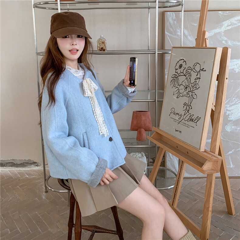现货新款双面羊毛毛呢短外套2D035-25096P230K348,女装毛呢外套,2D035