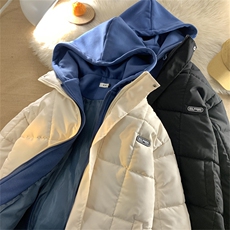 假两件服男冬季潮牌宽松连帽衣韩版休闲情侣外套W6545-P88，男装棉衣，星座512-3
