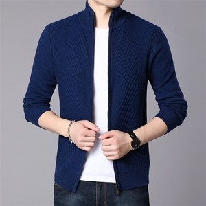 D9737钱塘2020-2中年男士商务休闲冬季厚款开衫羊毛衫P190图片