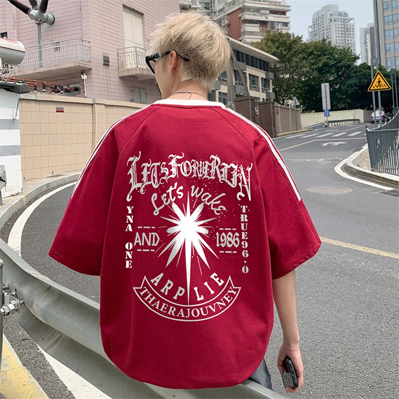 量大优供抖音视频 支持得物品质配合二开 美式三条杠短袖t恤ZD185图片
