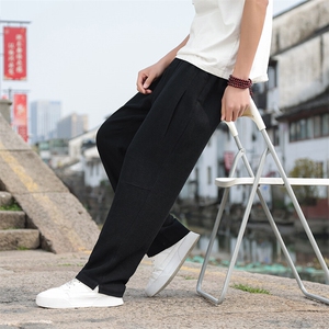 男士风亚麻休闲裤男2025新款直筒垂感裤子图片