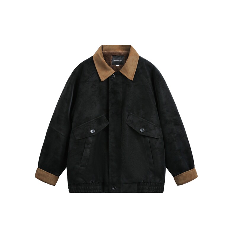 MY647P130控208白底翻领拼接兔毛内里加绒加厚外套棉衣棉服,男装棉衣,电商B205