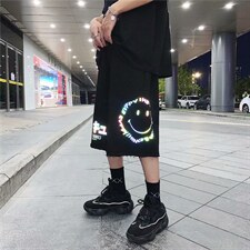 反光裤子男潮牌夏季短裤五分裤ins宽松运动裤韩版潮流帅气DK86-28,男装牛仔裤,星座1008-2