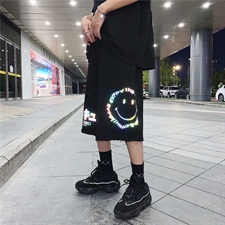 反光裤子男潮牌夏季短裤五分裤ins宽松运动裤韩版潮流帅气DK86-28，男装牛仔裤，星座1008-2