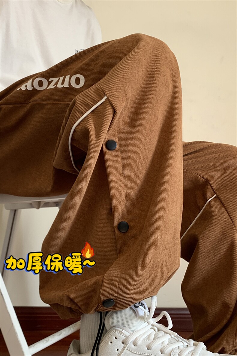 加绒休闲长裤DT2259-TP65控价88港风男生痞帅卫裤潮牌宽松冬,男装休闲裤,电商A102-1
