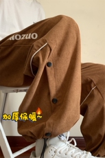 加绒休闲长裤DT2259-TP65控价88港风男生痞帅卫裤潮牌宽松冬，男装休闲裤，电商A102-1