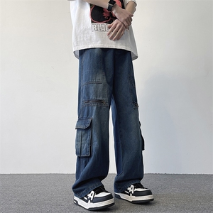 217-2-K24301-P65春季新款大口袋工装牛仔裤男直筒阔腿休闲裤图片