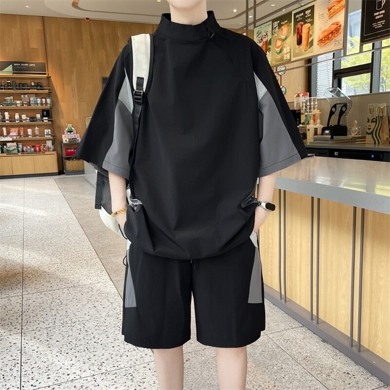 夏季薄款美式潮牌短袖短裤套装帅气搭配一套6129特P65控98,男装休闲套装,电商A309