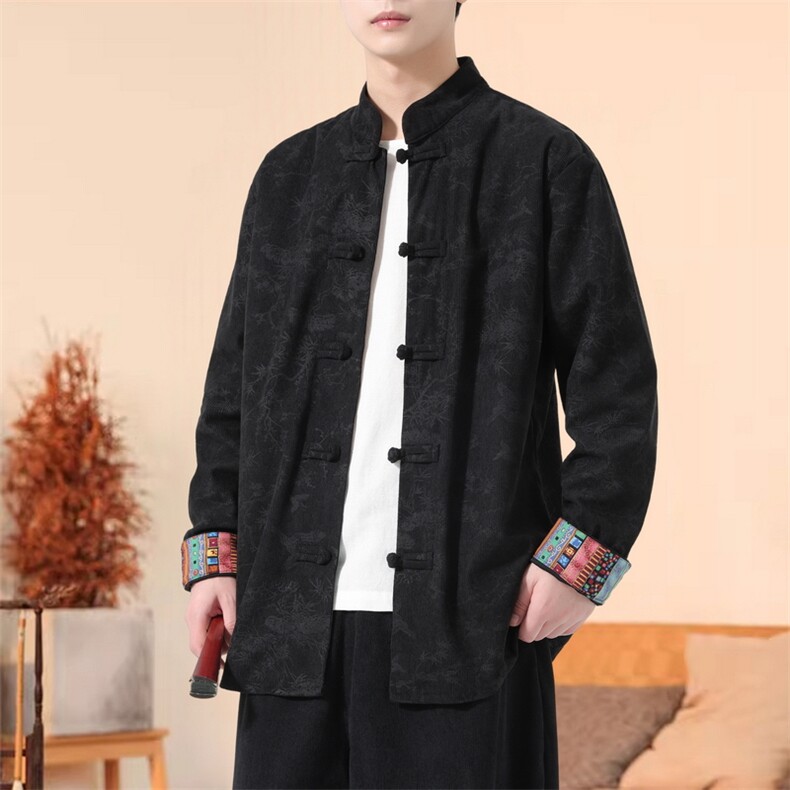 男士衬衫外套灯芯绒夹克盘扣立领风 XZ1512-2510-P55图片