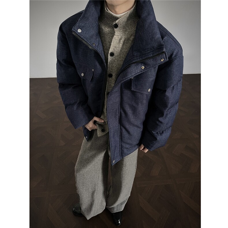 高级感仿牛仔棉衣加厚保暖美式复古立领棉服A170-M913-P138控188图片
