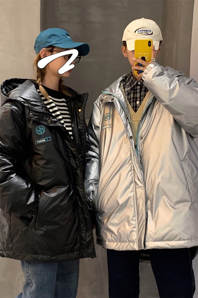 冬季情侣宽松连帽白鸭绒潮牌亮面加厚羽绒服外套0928/P340,男装羽绒服,星座1506-1