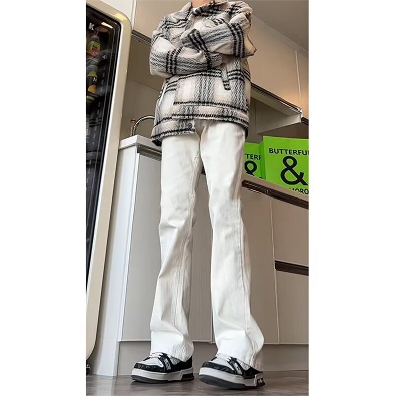 牛仔裤男夏季新款小众高街潮牌美式复古水洗修身直筒休闲长裤，男装牛仔裤，星座506A