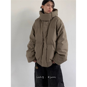 美式高领pu皮面棉服外套冬季宽松加厚保暖面包服-MY6010-网图图片