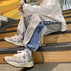 拼接裤子男春秋港风ins高街宽松直筒韩版潮流运动休闲裤K8023-p30，男装休闲裤，星座1008-1