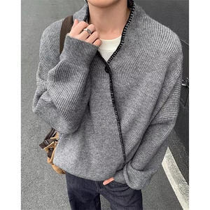 V26-P57 *冬季复古保暖V领纯色慵懒针织衫男休闲套头外套秋季图片