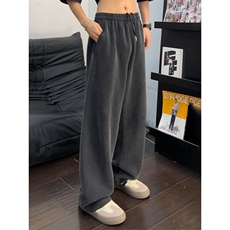 美式复古宽松直筒裤加厚休闲卫裤男秋冬季阔腿LB544-P48加绒58，男装休闲裤，星座1008